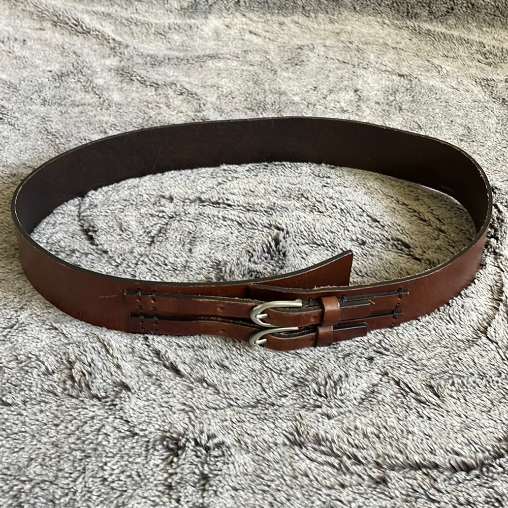 Brown leather semi-wrap belt